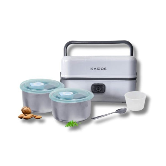 KAIROS WarmTiffin Duo Electric Lunch Box with Dual Containers (2× 500 ml) | Portable & Leakproof Food Warmer