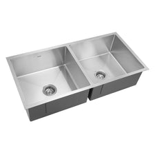 GLEN Premium Stainless Steel Grade 304 Kitchen Sink | Double Bowl Handmade Sink 37x18x9 inches | Matte Finish, Durable, Rust-Resistant & Easy-to-Clean – Perfect for Modern Kitchens (KS-SH37189DBM)