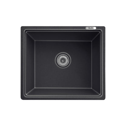 GLEN Quartz Kitchen Sink | Single Bowl 18x16x8 inches (KS-QZ18168SB) | 80% Quartz, Non-Porous, Anti-Bacterial & Heat Resistant