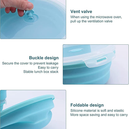 KAIROS FlexiStore Duo Silicone Collapsible Container Set of 2 (350 ml + 500 ml)| Premium Food Grade Silicone | 2pcs. Container Combo
