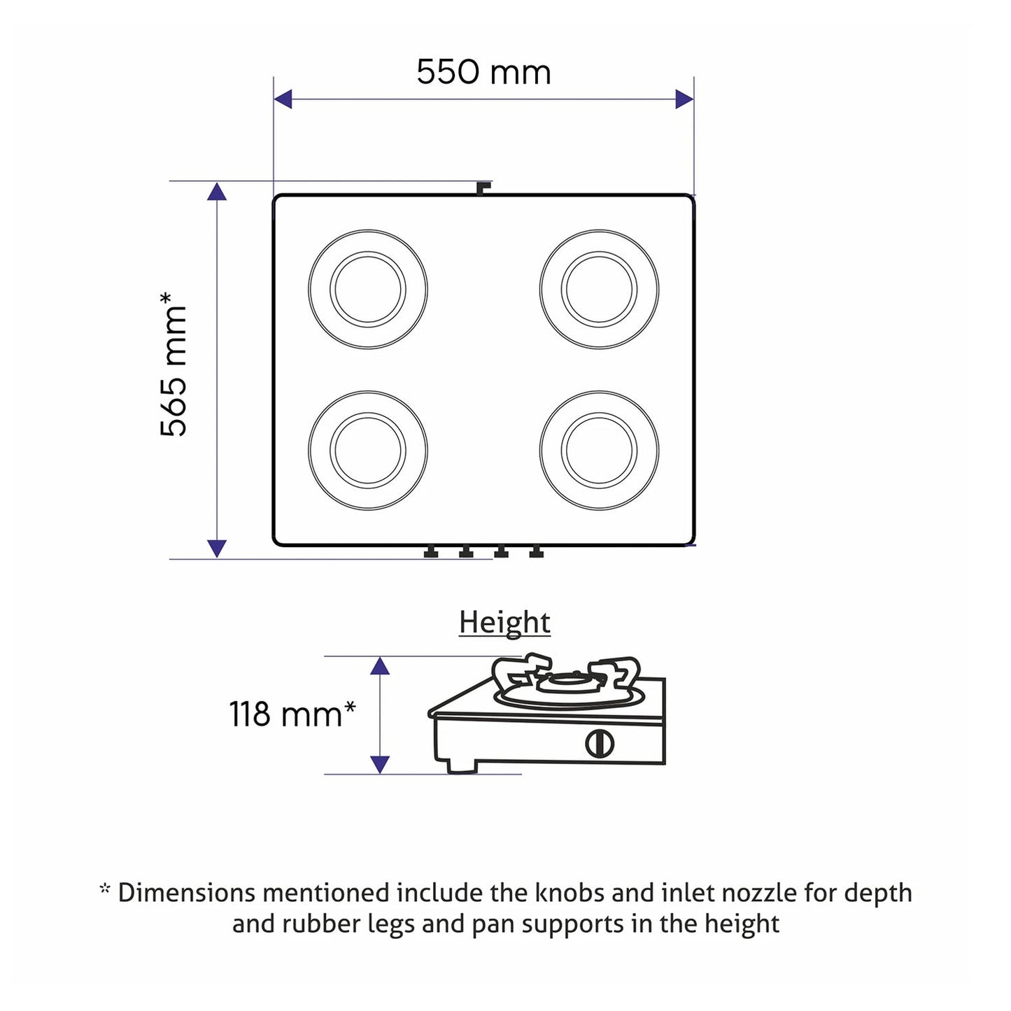 GLEN 4 Burner PNG Glass Gas Stove with Brass Burner, Black (CT1043GTBBBLPN) - Manual/Auto