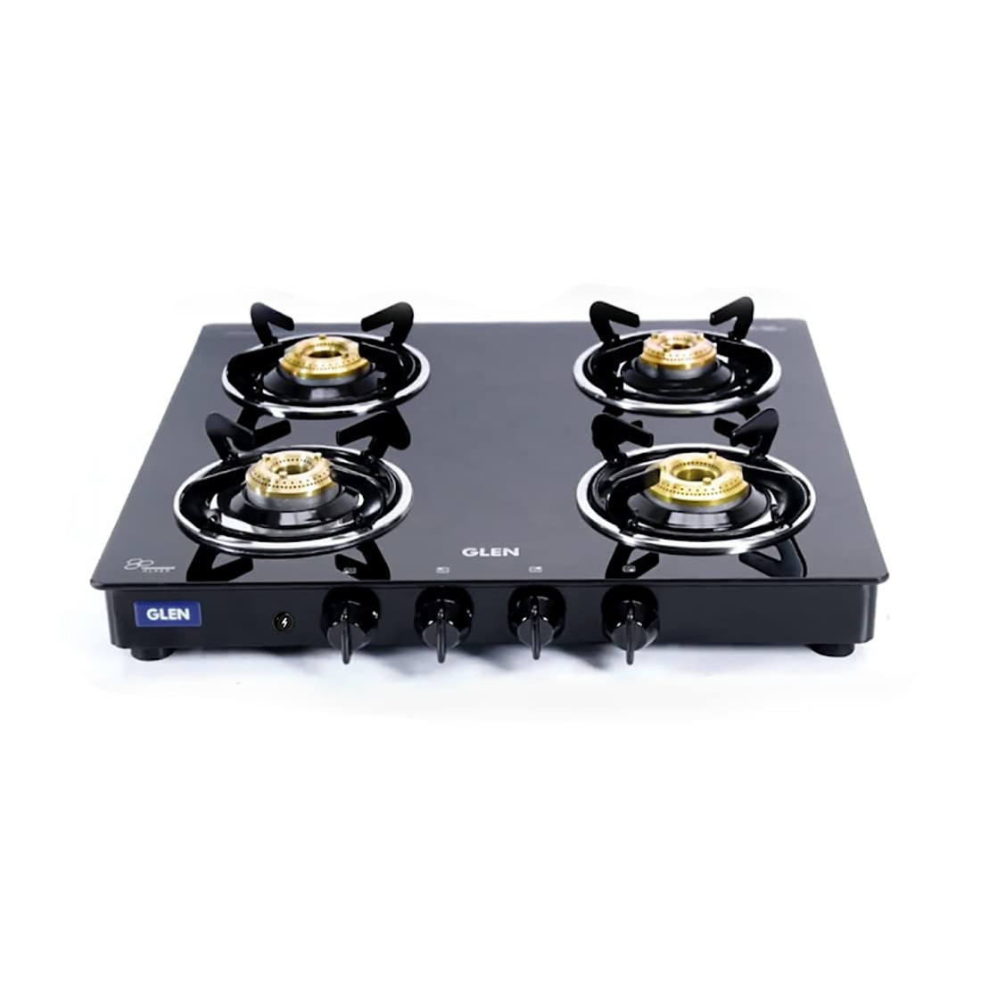 4 Burner Glass Gas Stove with Brass Burner Auto Ignition, Black (CT1044DLXGTBBBLAI)