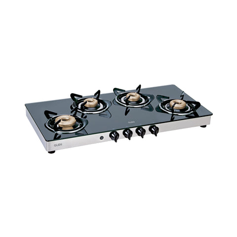 4 Burner Glass Gas Stove Extra Wide 1 High Flame 3 Brass Burners Auto Ignition (1044 GTXLAI)