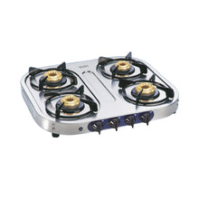 4 Burner  Stainless Steel Gas Stove with Brass Burner (1044 SS) - Manual/Auto Ignition