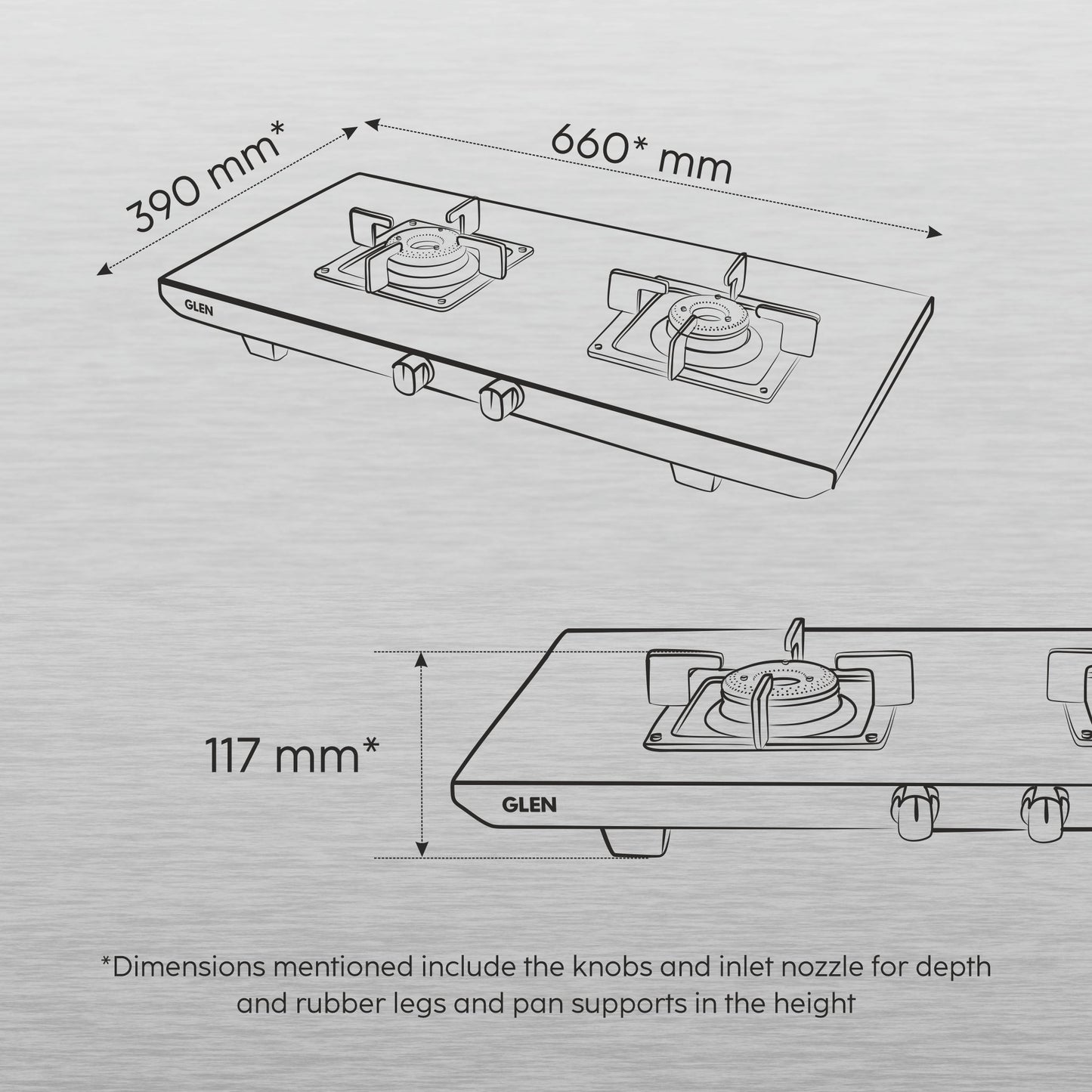 2 Burner Ultra Tuff Stainless Steel Gas Stove with Forged Brass Burner - Manual/Auto Ignition (1052 UT SS)