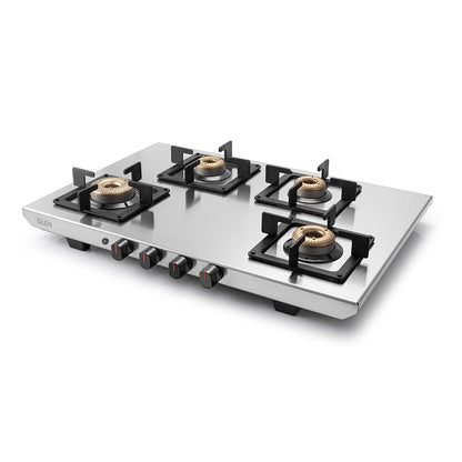 4 Burner Ultra Tuff Stainless Steel Gas Stove with Forged Brass Burner - Manual/Auto Ignition (1054 UT SS)