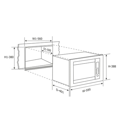Built In Microwave with Grill 25Ltr Glass Finish (MO 675)