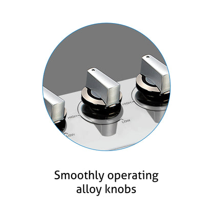 4 Burner Glass Hob Top with Double Ring Forged Brass Burner Auto Ignition (1074 SQ HT BW)