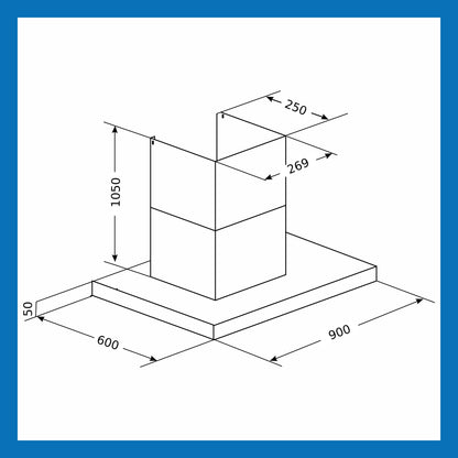 Island Kitchen Chimney Touch Sensor Italian Motor Baffle filters 90cm 1250 m3/h (6052 TS IS)