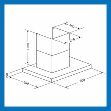Island Kitchen Chimney Touch Sensor Italian Motor Baffle filters 90cm 1250 m3/h (6052 TS IS)