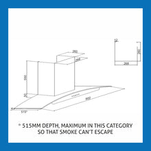 Kitchen Chimney Curved Glass with Push Button Baffle filters 90cm 1250 m3/h -Black (6071 BL)