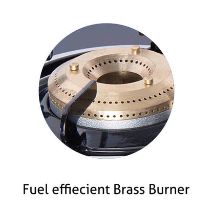 4 Burner Glass Gas Stove with Brass Burner (1041 GT BB BL) + Auto Clean Glass Filterless Chimney 60cm 1200m3/h (6059 BL AC)