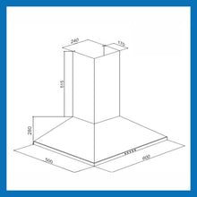 Electric Kitchen Chimney, Pyramid Shape Baffle filters 60cm 1250 m3/h - Black (6051 BL)