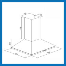 Electric Kitchen Chimney, Pyramid Shape Baffle filters 90cm 1250 m3/h - Black (6051 BL)