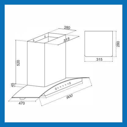 Chimney Hood 6025 Auto Clean 90 Black