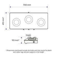 3 Burner Glass Gas Stove with High Flame Brass Burner - Black (1030 GT HF BB BL)