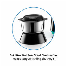 Mixer Grinder 750W 100% Copper Motor, 3 Stainless Steel Liquidiser, Grinder, Chutney Jars - Black & Green (4030)