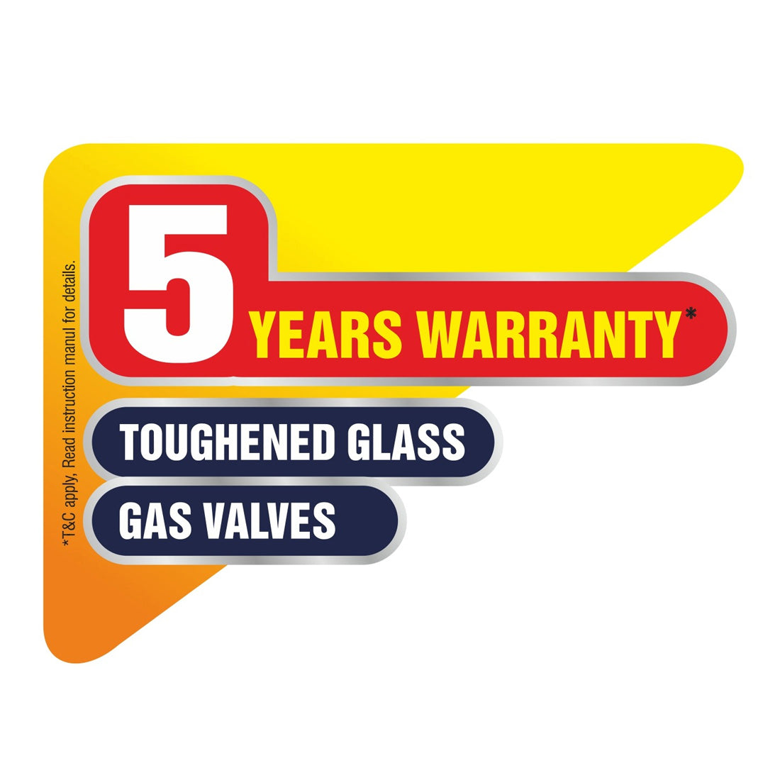 4 Burner Free Standing Glass Hob SS Frame Forged Brass Burner (1074 FSFB BW)