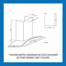 Kitchen Chimney Curved Glass with Motion Sensor Baffle filter 90cm 1250 m3/h -Black (6071 BLMS)