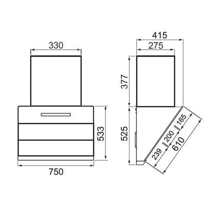 3 Burner Glass Hob Top (BH1073XLHTDBBW) + Auto Clean Glass Filterless Chimney with BLDC Motor 75cm 1400m3/h (6073 AC)