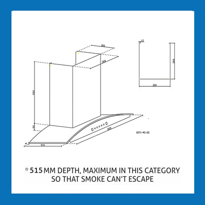 Kitchen Chimney Curved Glass with Motion Sensor Baffle filter 90cm 1250 m3/h -Silver (6071 MS)