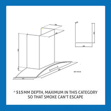 Kitchen Chimney Curved Glass with Motion Sensor Baffle filter 90cm 1250 m3/h -Silver (6071 MS)