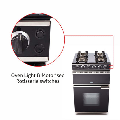 Cooking Range Glass Gas Grill, Gas Oven Rotiseerie Double Ring Forged Brass Burners Auto Ignition  (2014DBAI)