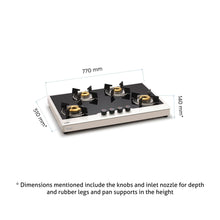4 Burner Free Standing Glass Hob Forged Brass Burner Flame Failure Device Auto Ignition (1074 FS FB BW FFD AI)