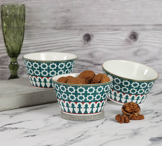 Claycraft India Circus Marine Opulence Nikko Bowl, Set of 3 (470ml)