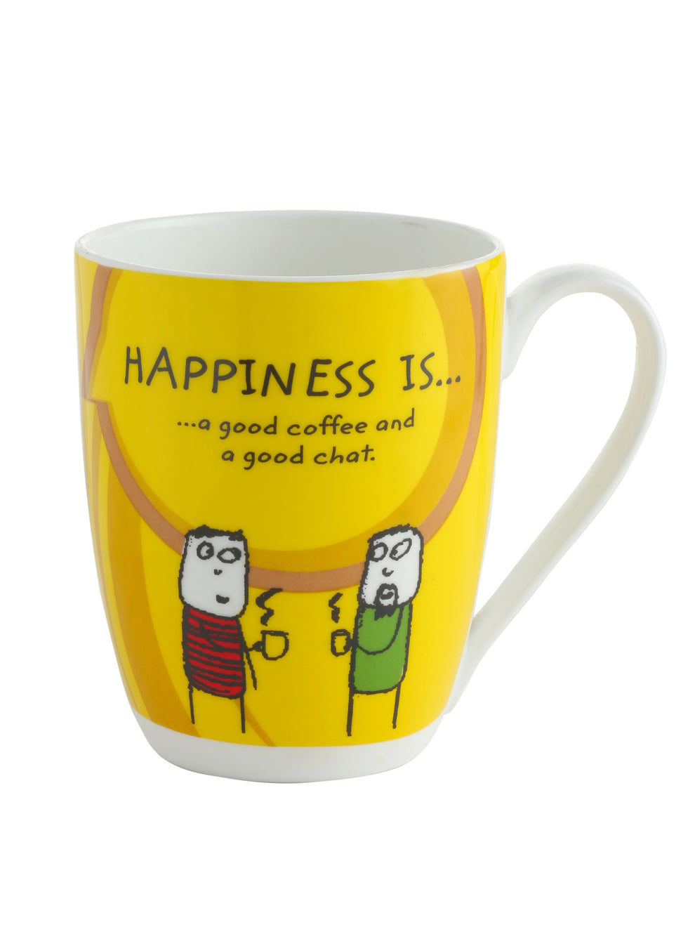 Claycraft Happiness Is... Oxford Big Coffee & Milk Mug 310ml, Set of 4