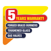 3 Burner Glass Gas Stove with High Flame Forged Brass Burner Double Drip Tray (1038 GT FB) - Manual/Auto Ignition