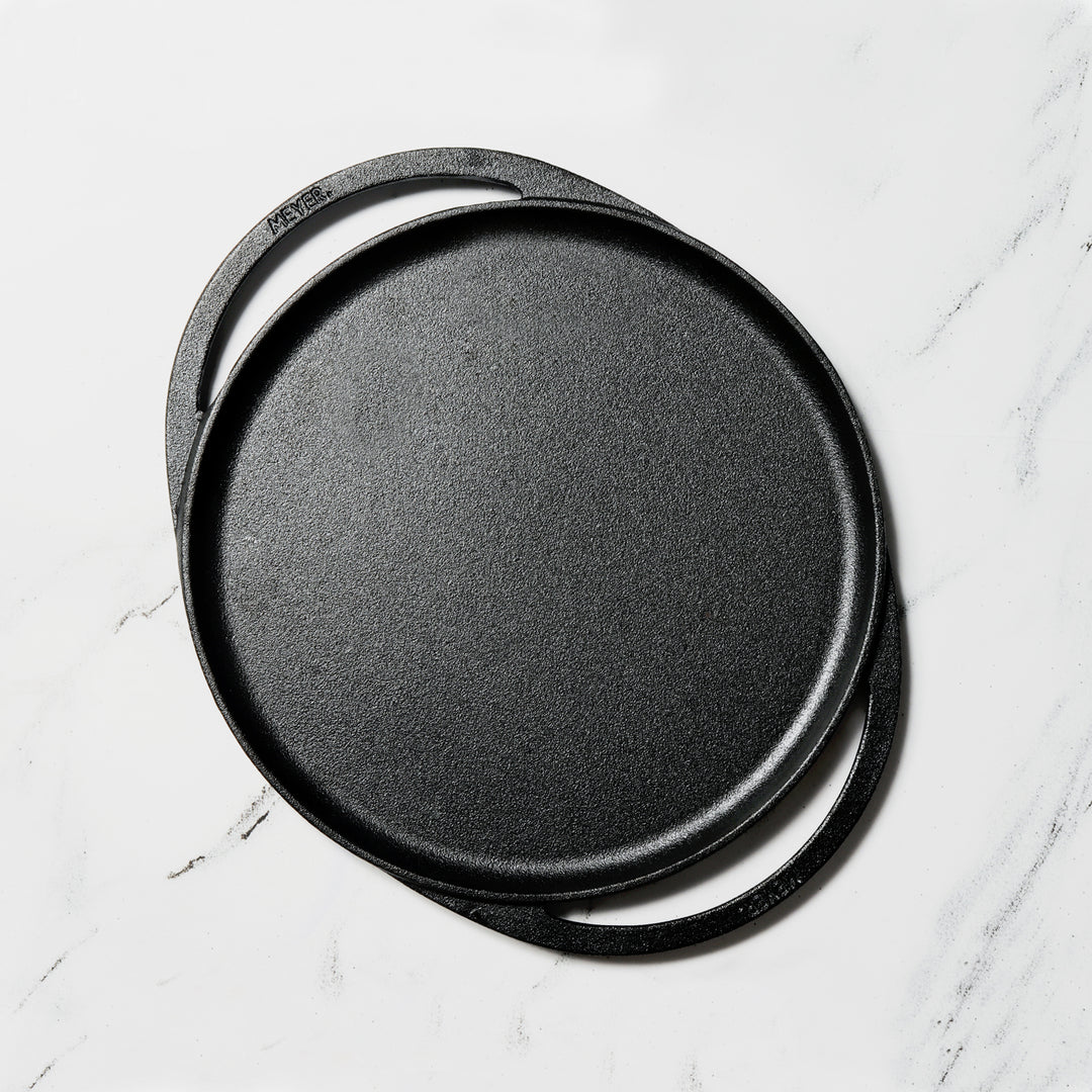 Meyer Pre-Seasoned Cast Iron Two Side Handle Flat Tawa Pan (30cm)