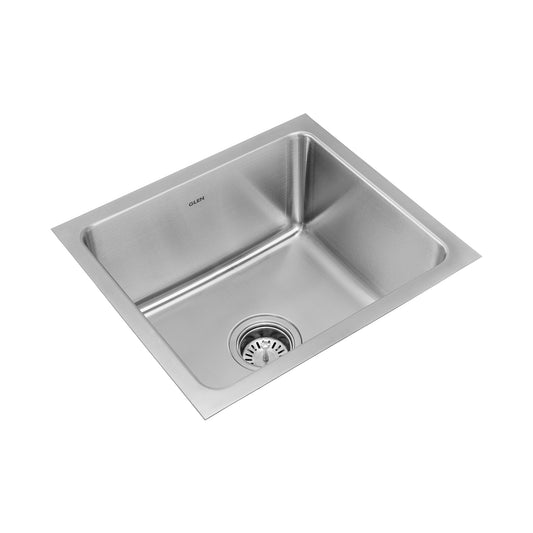 GLEN Stainless Steel Grade 304 Sink for Kitchen | Single Bowl Press Sink 18x16x9 inches | Matte Finish (KS-SP18169SBM)
