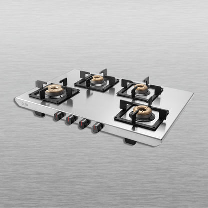 4 Burner Ultra Tuff Stainless Steel Gas Stove with Forged Brass Burner - Manual/Auto Ignition (1054 UT SS)