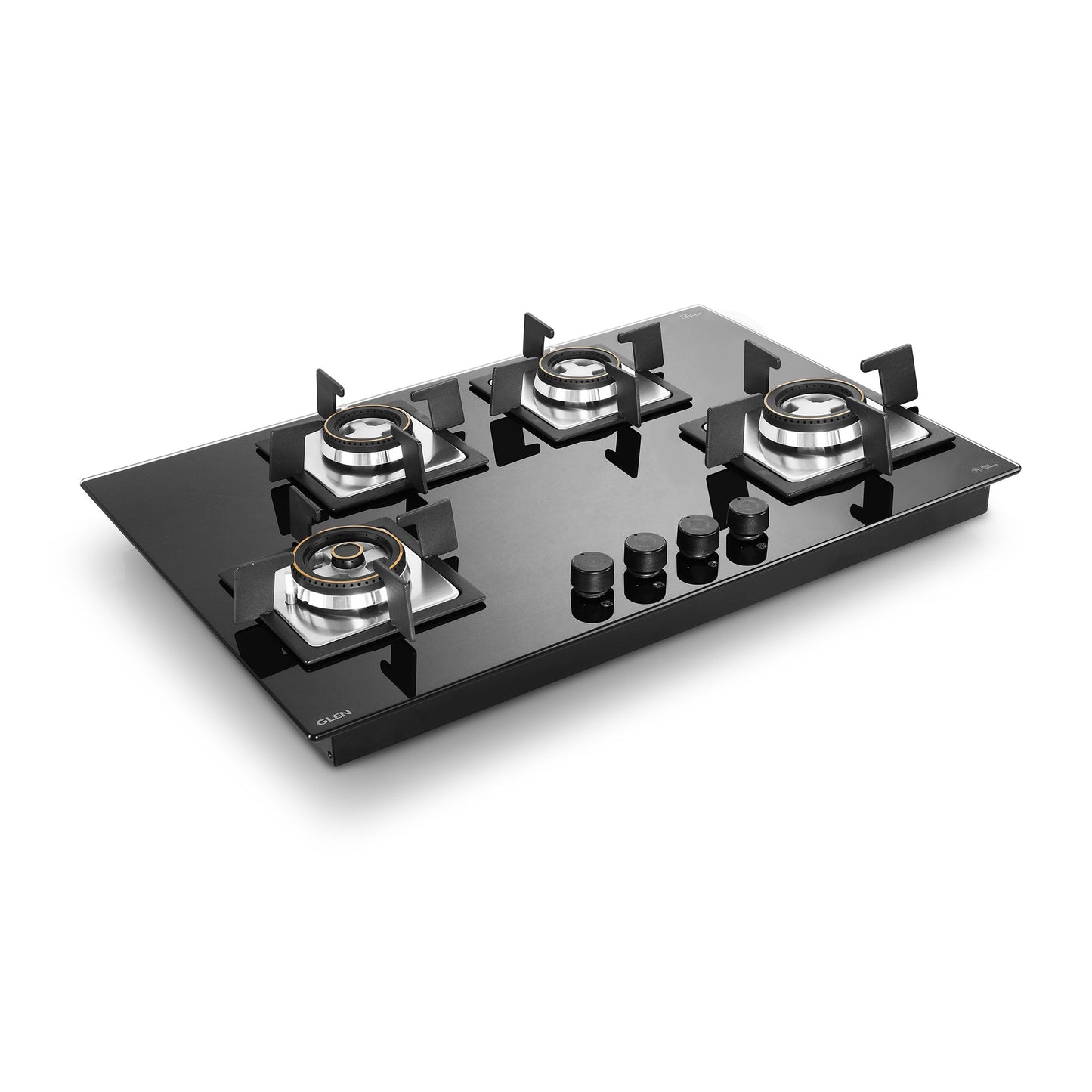 4 Burner Glass Gas Hob Top Mini Triple Ring Burner Double Ring Forged Brass Burner Auto Ignition (1074SQHTMTR)