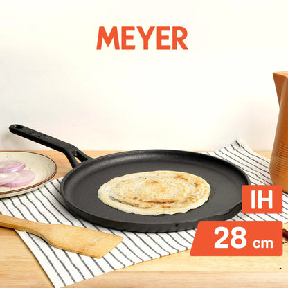 Meyer Pre-Seasoned Cast Iron 2pcs Set (20cm Frypan/Skillet + 28cm Flat Dosa Tawa)