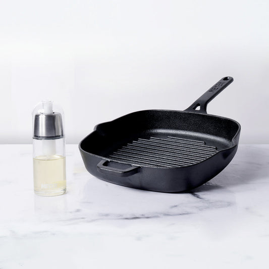 Meyer Pre-Seasoned Cast Iron Grill Pan and Oil Sprayer Set