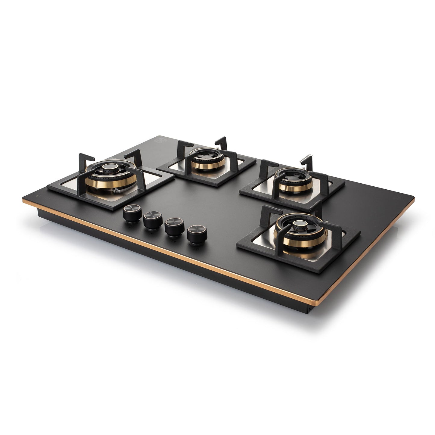 4 Burner Glass Gas Hob Top Mini Triple Ring Burner Double Ring Total Brass Burner Auto Ignition (1074SQHTT2TRMG)