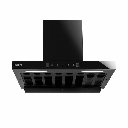 GLEN Auto Clean Filterless Kitchen Chimney | Heat Sensor, Intelli-Clean, 1400 m³/h Suction, Touch & Motion Control, Remote Operated – 60/76/90 cm Black (CH 6055 BL MS AC)