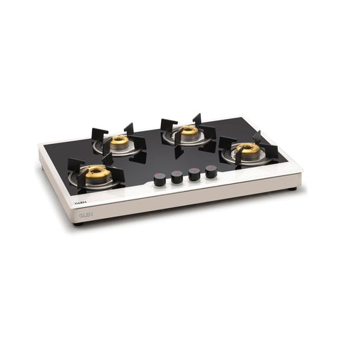 4 Burner Free Standing Glass Hob Forged Brass Burner Flame Failure Device Auto Ignition (1074 FS FB BW FFD AI)