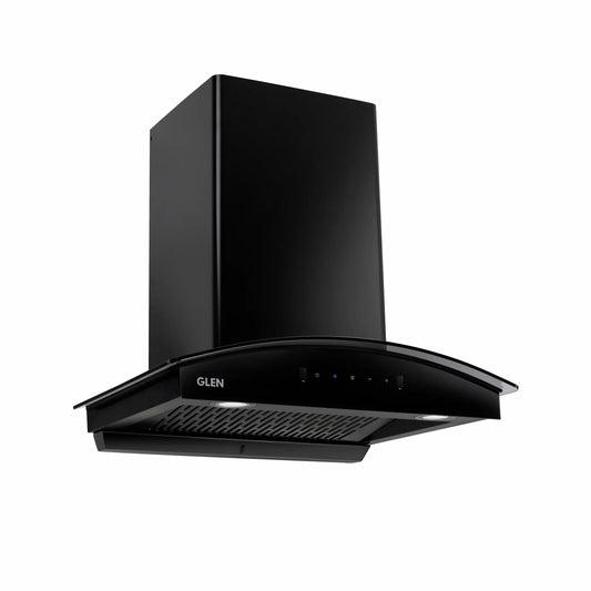 Auto Clean Chimney Curved Glass Filter-less with Motion Sensor, 1400 mB3/h - 60/76/90cm (6068 BL MS AC)