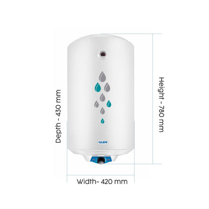 Water Heater 50 Litre 2000W 8 Bar Pressure Glasslined Element and Tank, Temperature control (7056)
