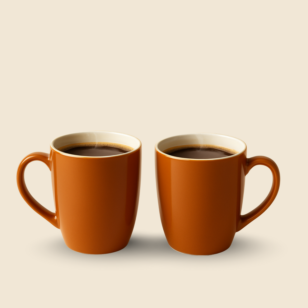 Claycraft Oxford Pebble Pacha Coffee/Milk Mug – Fine Ceramic | Set of 2 (350ml Each, Brown DT4)