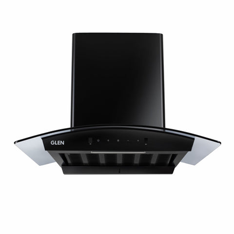 Auto Clean Curved Glass Filter less Kitchen Chimney with Motion Sensor 60/76/90cm, 1200 m3/h (6058 BL Auto Clean)
