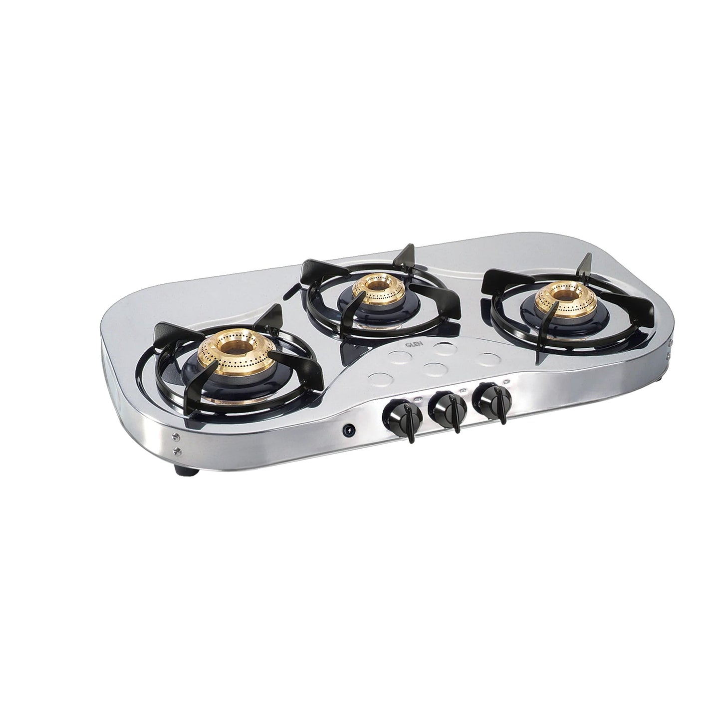 3 Burner  Stainless Steel Gas Stove with High Flame Brass Burner (1035 SS HF BB) - Manual/Auto Ignition