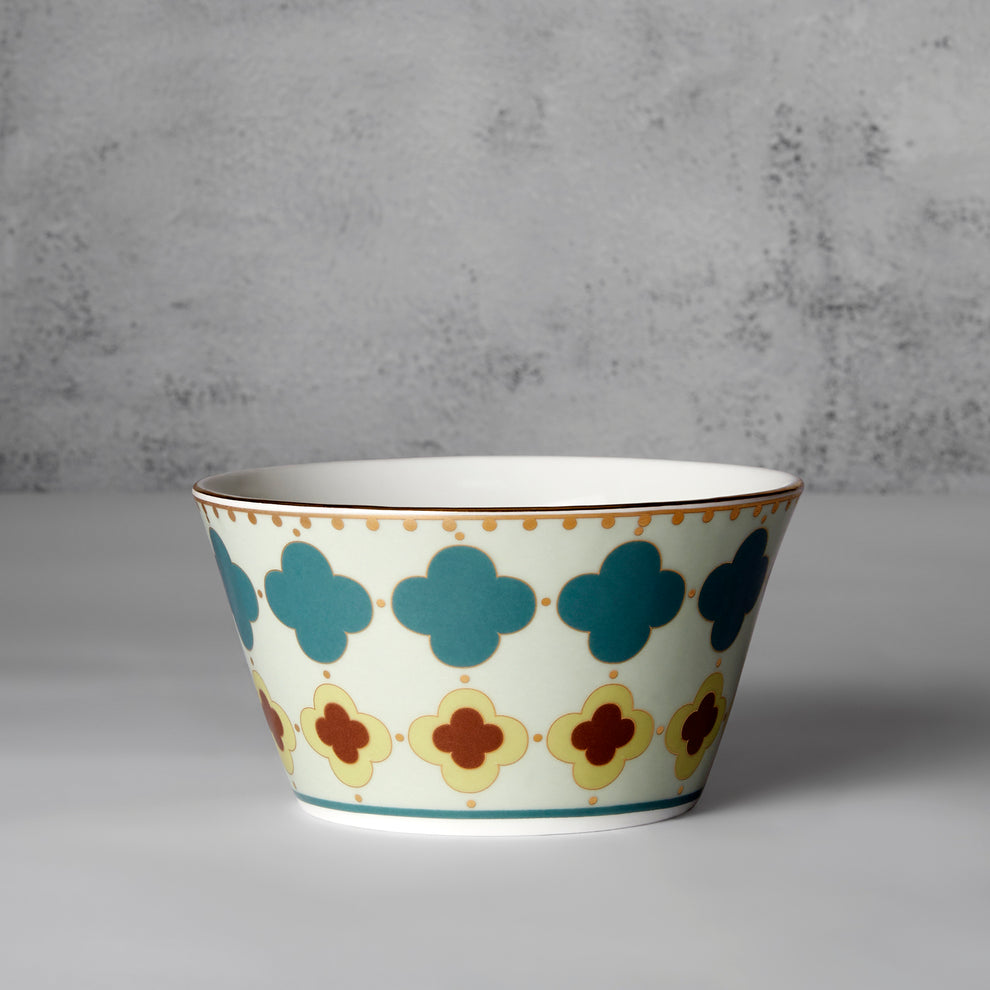 Claycraft India Circus Grandeur Green Nikko Bowl Set of 3 | 22K Gold Accents (470ml)