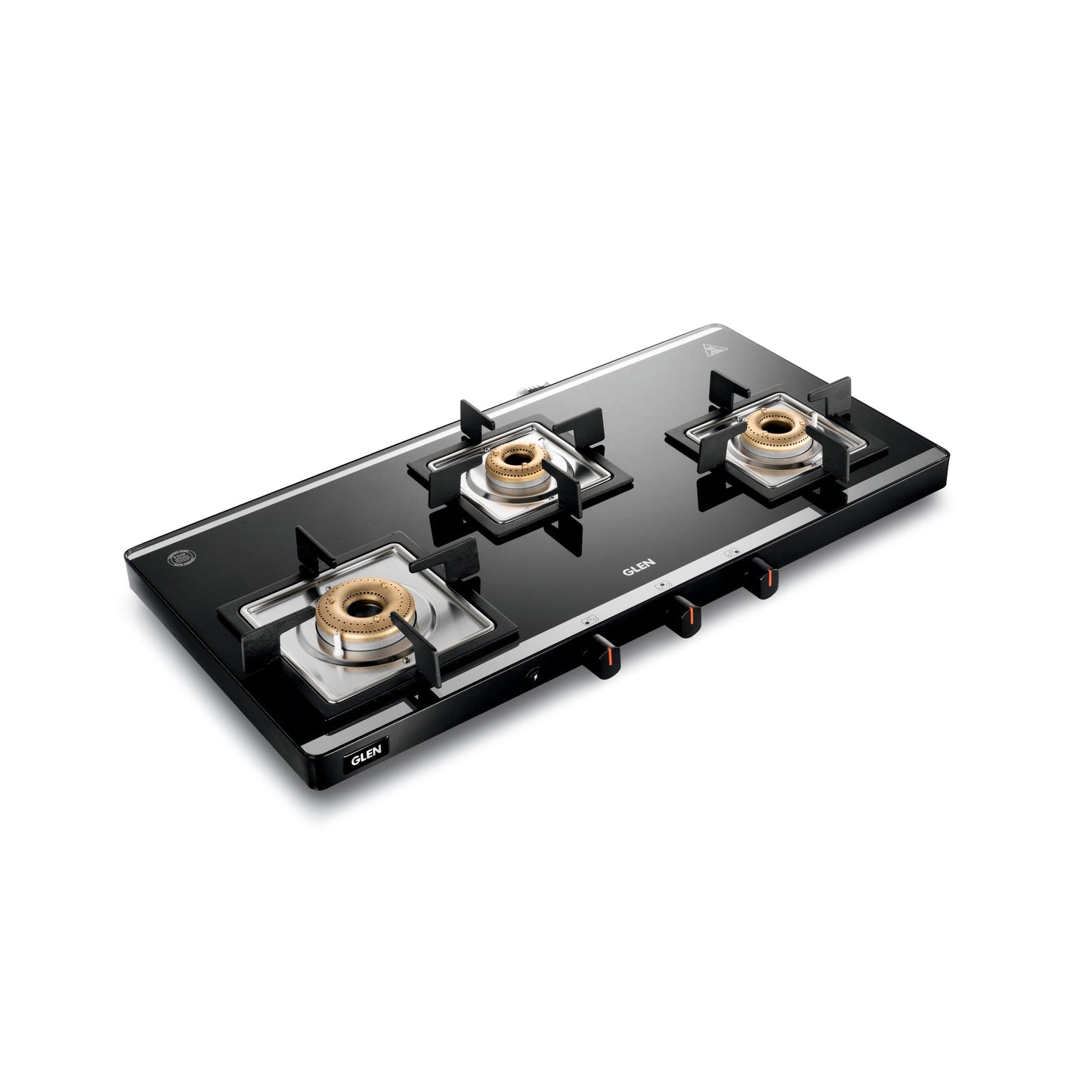 3 Burner Ultra Slim Mirror Glass Gas Stove with High Flame Forged Brass Burner - Manual / Auto Ignition (1035 US MI)