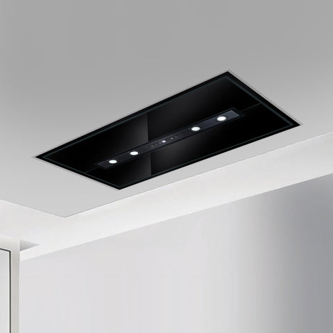 Ceiling Mounted Kitchen Chimney Cassette Island Remote Control 120cm 1250 m3/h with Baffle Filters -Black (CH1010INCS120BL)