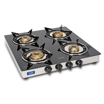 4 Burner LPG Glass Gas Stove Junior with Brass Burner - CT1040GTJUBB