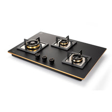 3 Burner Glass Hob Top Mini Triple Ring Burner Total Brass Burners Auto Ignition (1073XLCIHTTTRMG)